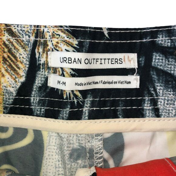 Urban Outfitters Mens Board Shorts Size Medium Swim Trunks Orange Black Yellow - Picture 3 of 4